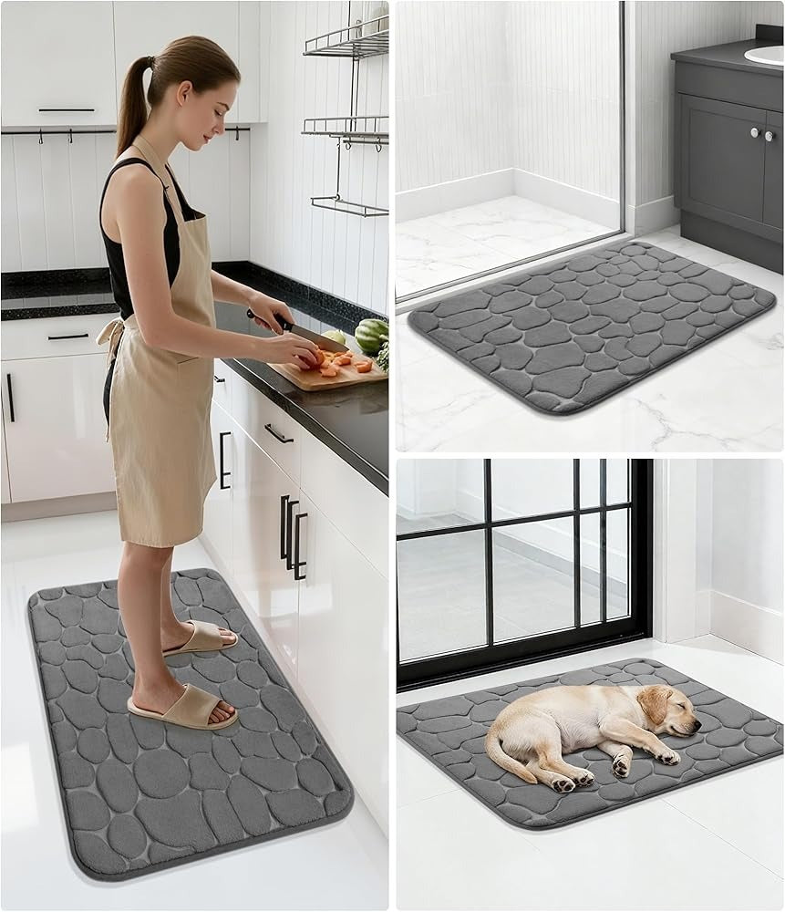 Memory Foam Bath Mat Cobblestone Bathroom Rugs Super Water