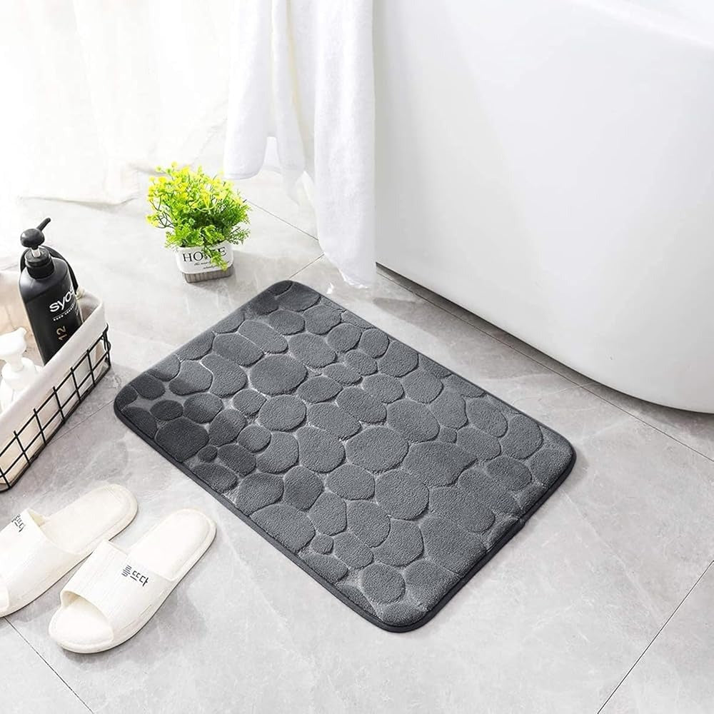 Memory Foam Bath Mat Cobblestone Bathroom Rugs Super Water