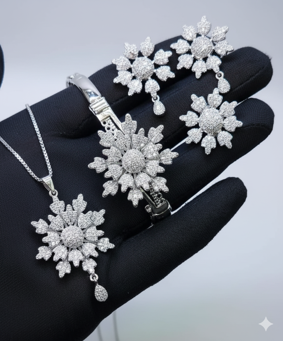 Combo set for girls, Golden/Silver earring with ring, kara and necklace