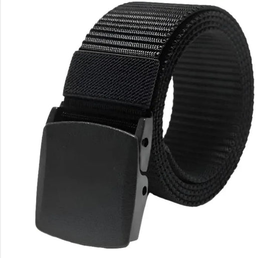 Men Imported Breathable Nylon Web Canvas Fabric Belt With Plastic Buckle