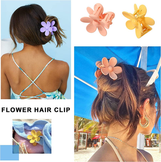 2 pcs Korean Flower Matte Non-Slip Cute Hair Claw Clips
