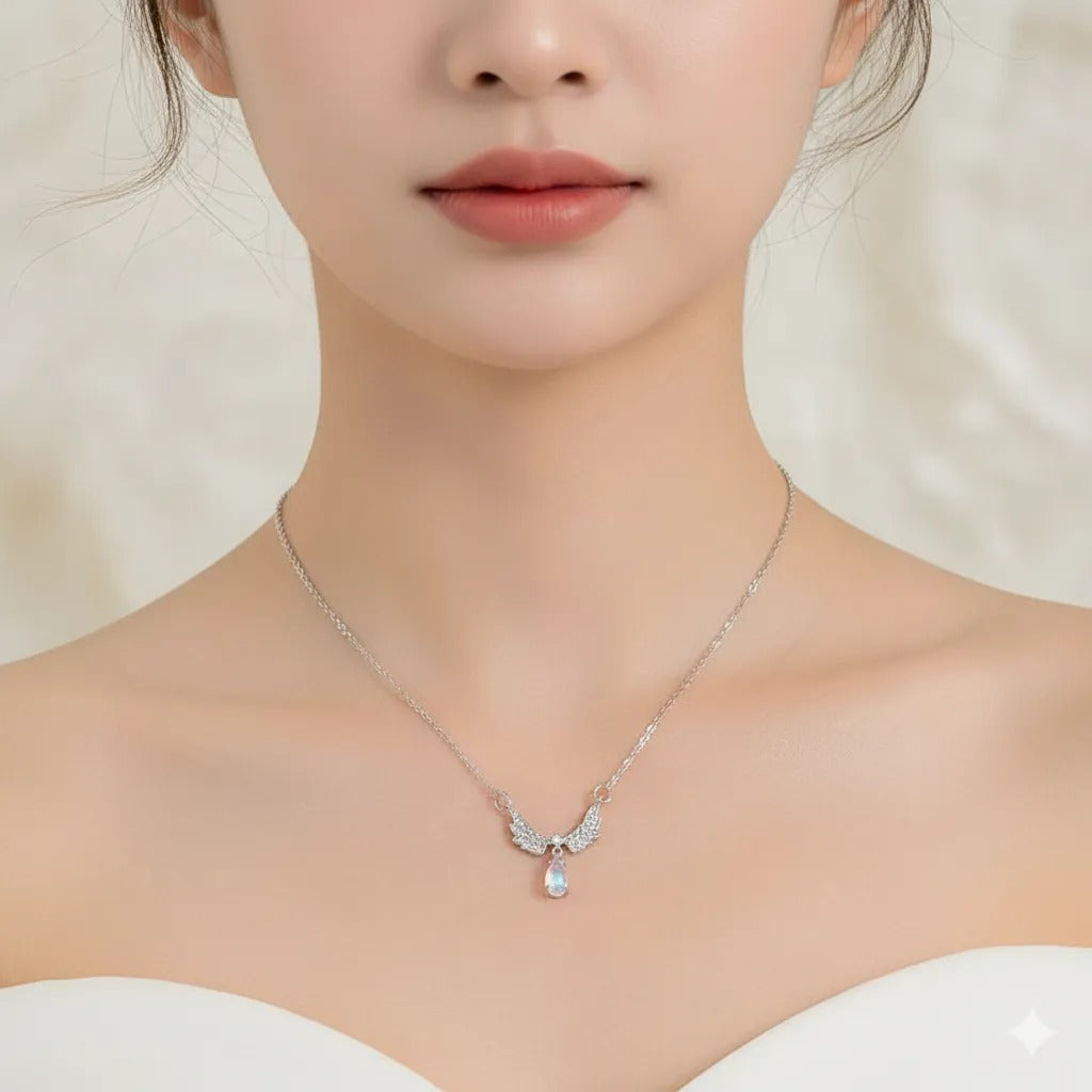 Necklace for girls,Crown Angel Wings Pendant